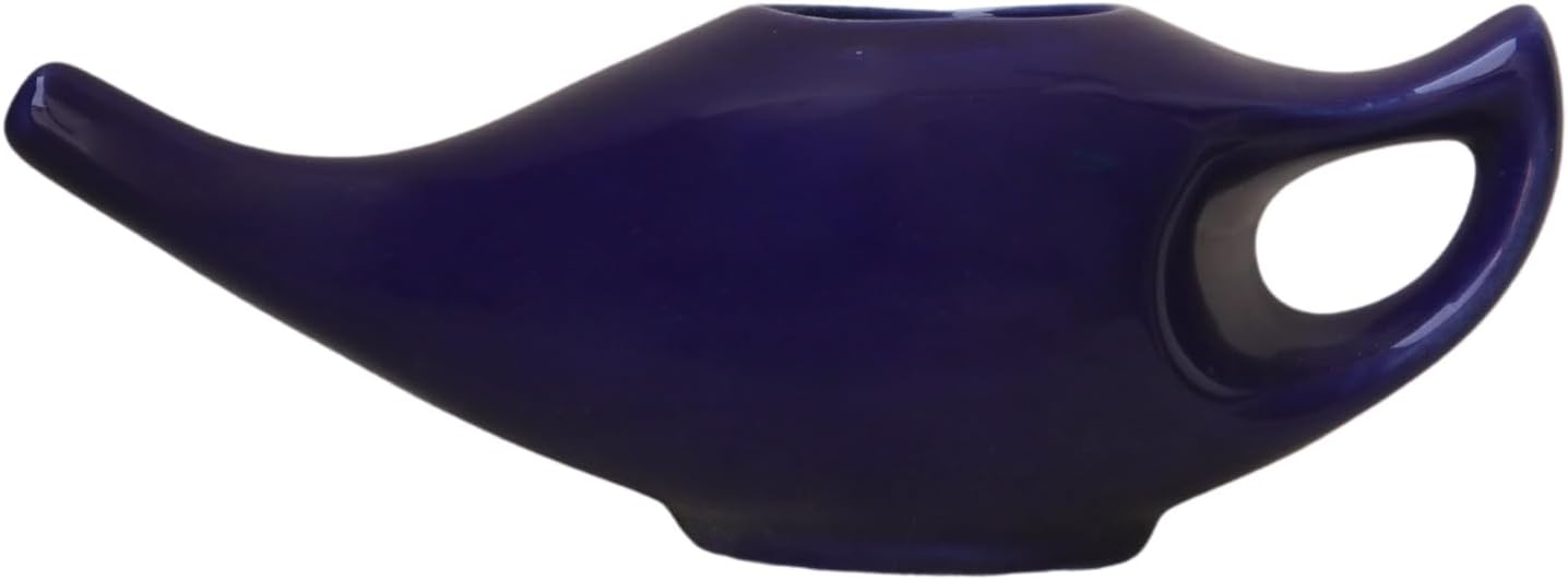 ANCIENT IMPEX Ceramic Neti Pot 250 Ml (Violet) with 5 Sachets Neti Salt | Natural Remedy for Nasal Wash, Sinus Relief & Nasal Hygiene | Ayurveda Nasal Irrigation Pot