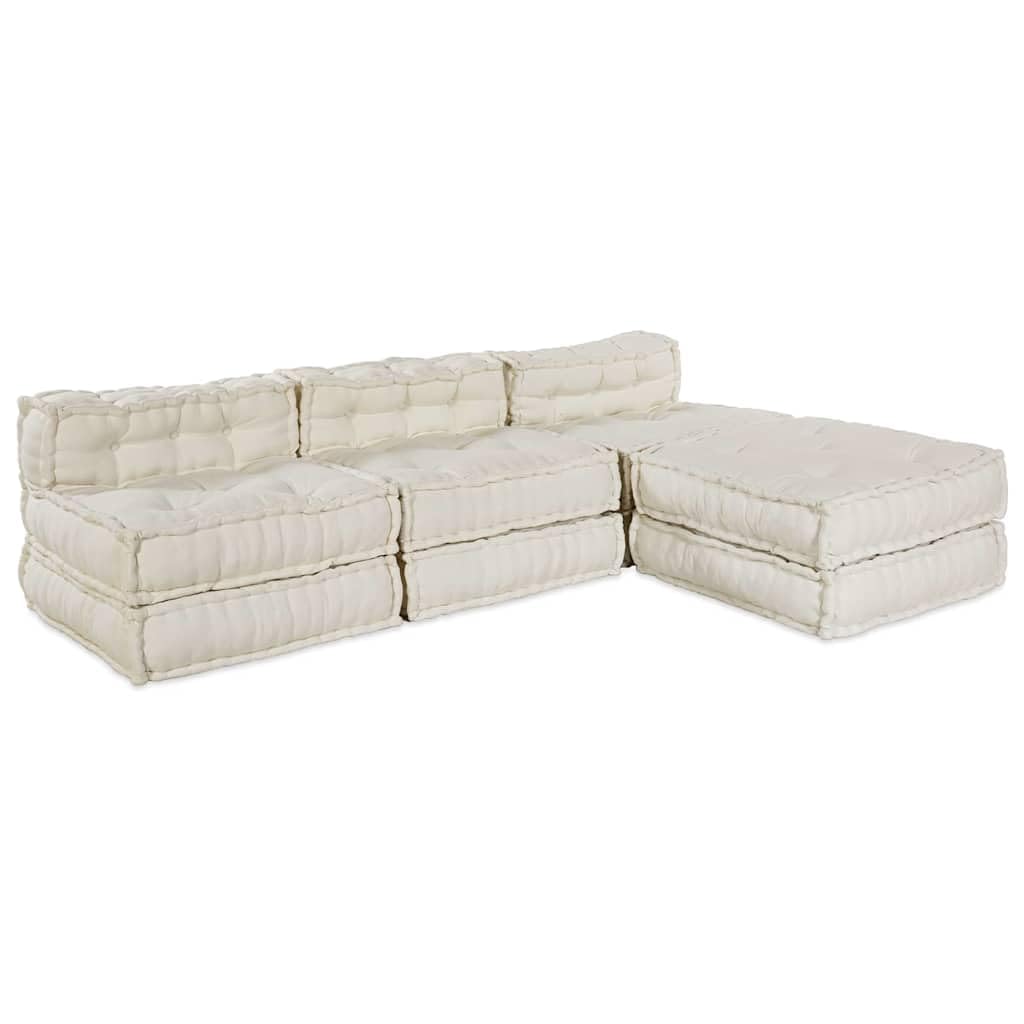 Modułowy zestaw sofowy materiał kremowy 210 cm