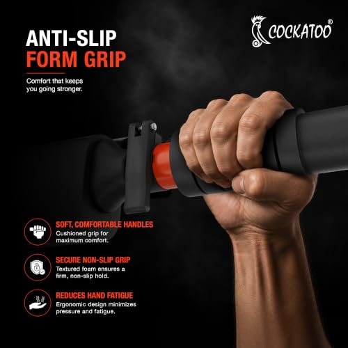 Image of Cockatoo Strong Pull-Up Bar For Kids & Adults |Anti-Skid Grip Pull Up Bar For Home | No Drill Installation Adjustable 72-110 Cms Upto 200 Kgs -Red