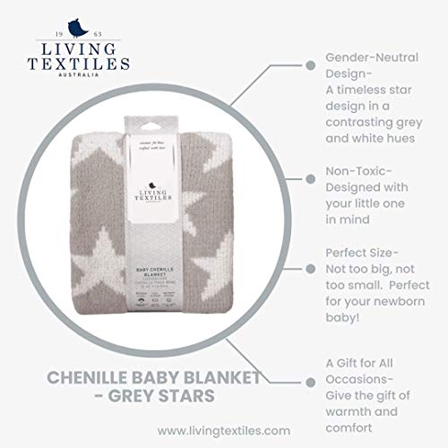 Living Textiles Grey Stars Chenille Soft Baby Blanket Reversible Premium Cozy Fabric For Best Comfort - For Infant,Toddler,Newborn,Nursery,Boy,Girl,Unisex,Throw,Crib,Stroller,Gift, Grey Stars 40X30 #TOP3