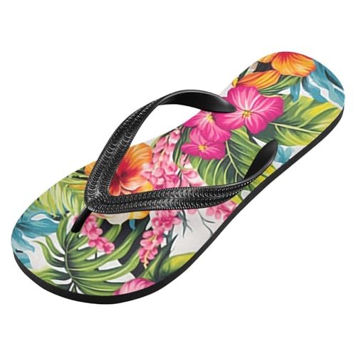 Womens Flip Flops Tropical Summer FlowerNon-Slip Casual Beach Slippers Rubber Sandals214B3032