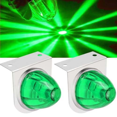Ctopkatuo 2PCS LED Star Watermelon Marker Lights with Brackets?LED Watermelon Light Side Markering Lamp Indicator, Outline Water Melon Side Marker for Semi Truck (Green)