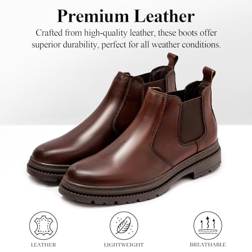 OKKO Mens Chelsea Dress Boots Genuine Leather Classic Stylish Casual Slip On Ankle Boot for Men3