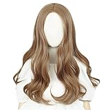 Brown Wig for Girls Kids Long Wavy Curly Middle Part Costume Wig Princess Halloween Party Hair with