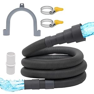 BlueStars 6 Feet Universal Dishwasher Washing Machine Drain Hose – Flexible Corrugated Washer Drain Hose Dishwasher Drain Hose Extension Kit with 1 Extension Adapter, 2 Clamps, 1 U-Bend Hose Holder