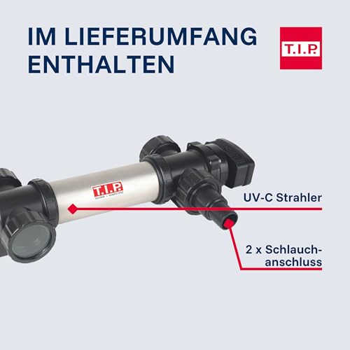 T.I.P. Edelstahl UV-C Strahler für Pools und Teiche bis 36.000 l - 36 Watt zur Bakterien- und Algenreduzierung - Mit LED-Funktionskontrolle SPU 36000 UV, 30447