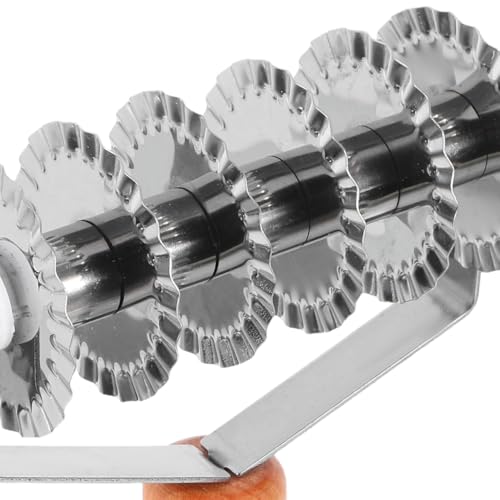 UPKOCH Stainless Steel Pastry Lattice Roller Cutter, Ravioli Cutter, Fluted Pastry Wheel, Pizza Dough Docker, Bread and Puff Pastry Baking Tool with Wooden Handle - Thumbnail 5