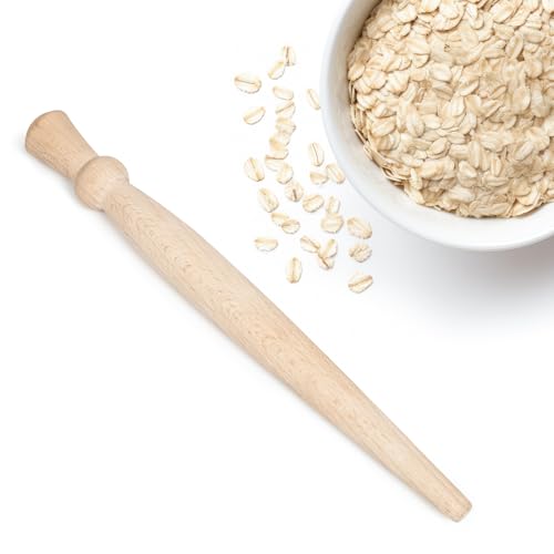 Scottish Spurtle Porridge Stirrer - Wooden Thistle Smooth Beechwood Stick - 29 cm Long