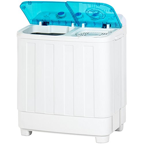 Best Choice Products Portable Mini Twin Tub Compact Washing Machine and Dryer Combo, 18-Pound Load Capacity, w/ 15-Minute Timer, Drain Hose, Spin Dry Cycle, White/Blue