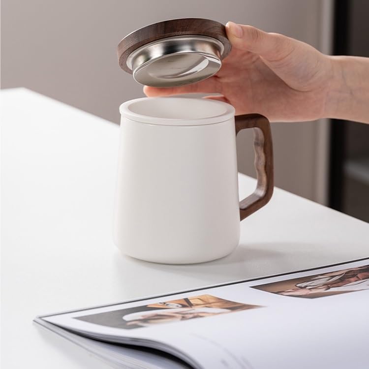 Tasse à thé Tasse à thé en céramique avec couvercle et filtre Récipient de trempage