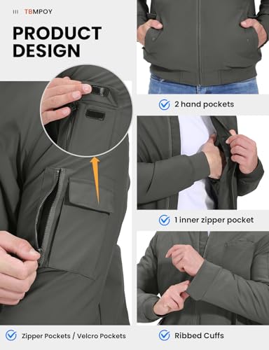 Image of TBMPOY Men's Winter Bomber Jacket Fall Casual Windbreaker Softshell Jackets