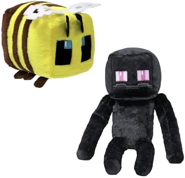 TY Minecraft Bee & Enderman Collectible Plush Toy, 2-Piece Set