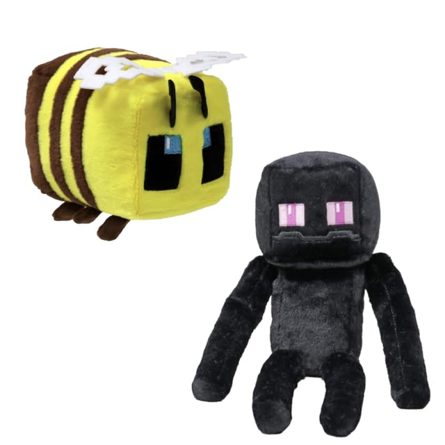 TY Minecraft Bee & Enderman Collectible Plush Toy, 2-Piece Set