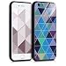 Produktbild kwmobile Apple iPhone 6 / 6S Hülle - Hartglas Backcover Handy Case - Glas Hardcover für Apple iPhone 6 / 6S - Dreiecke symmetrisch Lasereffekt Design Blau Dunkelblau Mintgrün