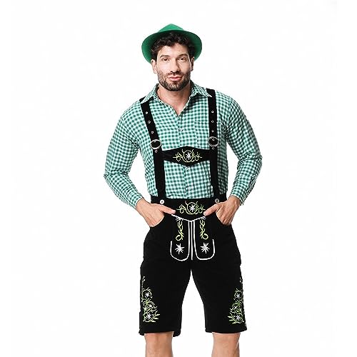 Chándal Azul Alemán de la Cerveza Disfraces de Halloween, Disfraces de Representación étnica Tradicional Europea y Americana Polainas Traje de Hombre, Negro , XL