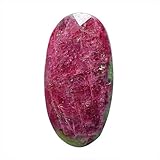 Länge: 26 mm, Breite: 13 mm. Zoisit-Cabochon mit Rubin, oval, 26 x 13 x 4 mm, Facettenschliff, Rot/Grün