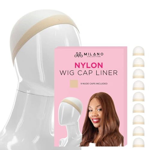MILANO COLLECTION Wig Caps for Women | Premium Breathable, Stretchable, Nylon Bald Wig Cap Liner Stocking for Wigs and Lace Front Wigs, Hair Cap, Nude, 1 Pack of 9 Caps, 9 Count MILANO COLLECTION Wig Caps for Women | Premium Breathable, Stretchable, Nylon Bald Wig Cap Liner Stocking for Wigs and Lace Front Wigs, Hair Cap, Nude, 1 Pack of 9 Caps, 9 Count