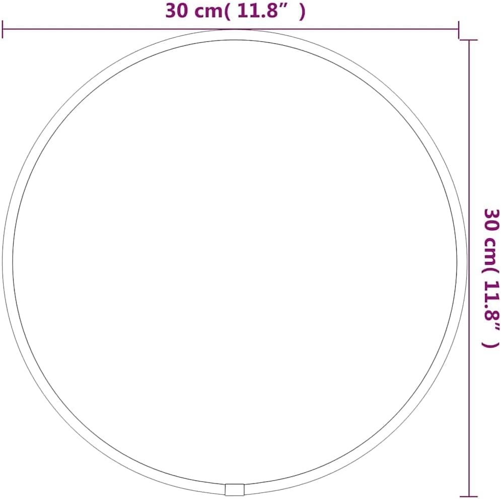 vidaXL Round Wall-Mounted Mirror, 11.8-Inch Diameter - Clear Glass Mirror with PVC Frame for Bedroom, Living Room, Bathroom, Hallway - Black