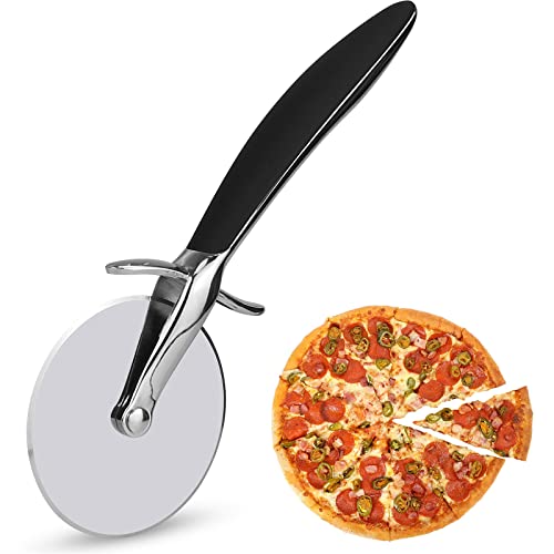 Pizza schneider, Pizzaroller aus hochwertigem Edelstahl,Pizzaschneider mit Eutschfestem Design,Bequemer Griff,Einfach zu Schneiden,Pizzamesser ür Pizza, Kuchen, Waffeln Cover