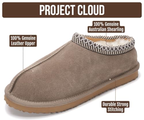 Image of Project Cloud Mens Slippers Genuine Leather Australian Shearling Slippers