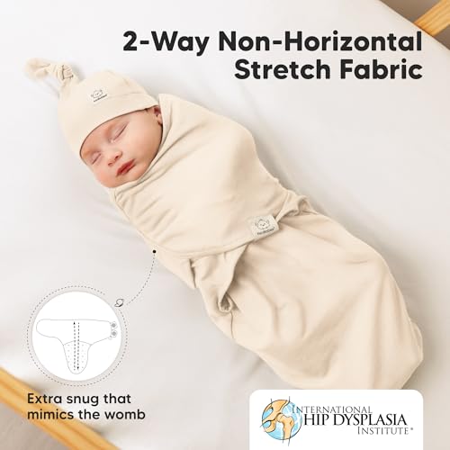 Image of KeaBabies 3-Pack Swaddles for Newborns, Girls, Boys with Hats - Organic Soft Baby Sleep Sacks, Breathable Baby Swaddle 3-6 Months Beanies Set, Premie Infant Sleep Sack 0-3 Months (Angelic)