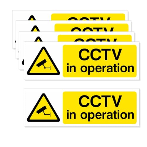 5PCSCCTV In Operation Sign – Self-Adhesive CCTV Warning Stickers (15X5Cm), CCTV-Sticker, CCTV-Stickers For Windows, CCTV Signage, Signs For Outdoor Indoor Use.