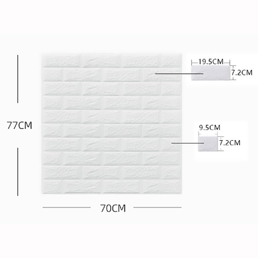 Pannelli Murali 3D Staccabili e Incollabili, Pannelli Murali per la Decorazione di Pareti Interne,Carta da Parati Autoadesiva in Mattoni, Pannello Murale in Finta Pietra, 10 Pezzi, Bianco