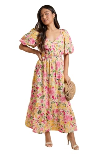 Image of Dorothy Perkins Petite Poplin Twist Front Midi Dress, 12, Floral