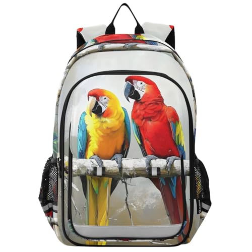 Parrots Colorful Branch Laptop Backpack Purse for Women Men Travel Daypack Casual Shoulder Bag Book Bag Cute Cool Funny Backpack with Compartment & Multiple Pockets