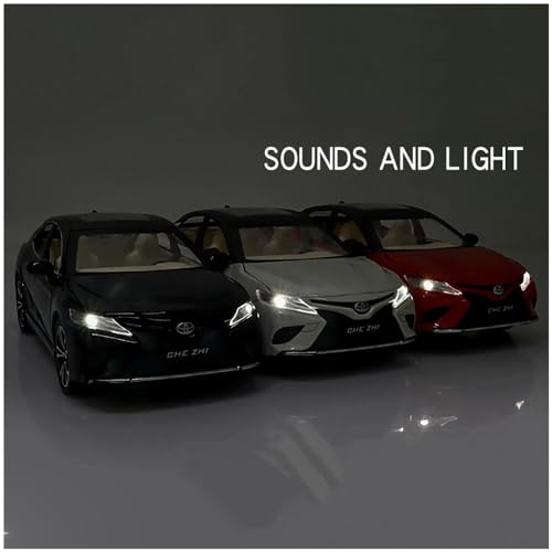 Image of 1 /24 Big Toyota Camry Toy Car Metal Pull Back Diecast Car with Openable Door and Sound Light, Gifts Toys for Kids【 Red 】