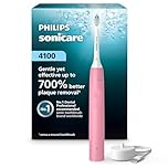 PHILIPS Electric Toothbrush Sonicare 4100, Rechargeable Electric Toothbrush with Pressure Sensor, Hot Pink HX3681/26