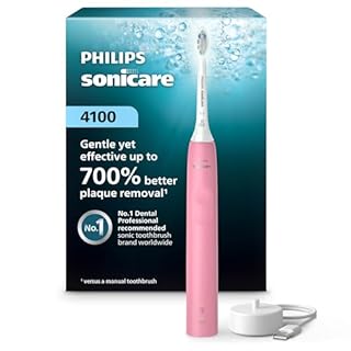 Philips Sonicare 4100 Series Electric Toothbrush - Sonic Toothbrush with Advanced Sonic Technology, Pressure Sensor, Two Intensity Settings, Smartimer & Quadpacer, Deep Pink, Model HX3681/26