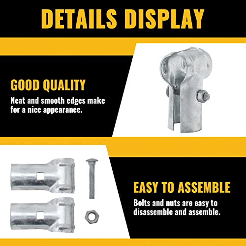 Vivida End Rail Clamp 1-3/8" X 1-3/8", Chain Link Fence T Clamp, Galvanized Steel End Clamp For 1-3/8" Od Pipe, 2 Pcs, Bolts & Nuts Included #TOP4