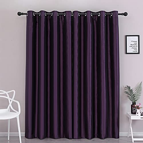 Image of GYROHOME Faux Silk Blackout Curtains, Fully Lined Solid Color Window Treatment Drapes for Bedroom and Living Room Thermal Insulated Grommet Top Room Darkening Drapes, (Purple, 52x63, 2 Panels)