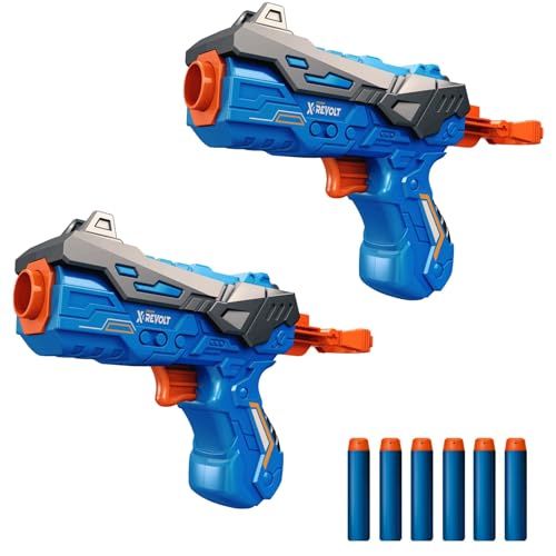 KOKEBUKA 2 Pack Foam Blaster Toy Guns for Kids - Small Handheld Blasting Set with 6 Soft EVA Darts - Easy Load & Fire Shooting Game for Boys Girls Age...