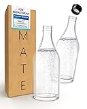 MATE OF STEEL® 2X Kompatibel mit Sodastream Crystal 2.0 – Premium 0.8L Glas Flasche - Kohlensäure geeignet | 800ml Sprudelflasche aus Glas | Soda Flaschen | Ersatzflaschen