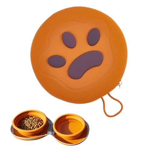 XIAYANG トラベルドッグボウル - ペット 折りたたみ式 フードディッシュ - 折りたたみ式 こぼれ防止 軽量設計 アウトドア キャンプ シリコーン素材 2WAY ペットボウル