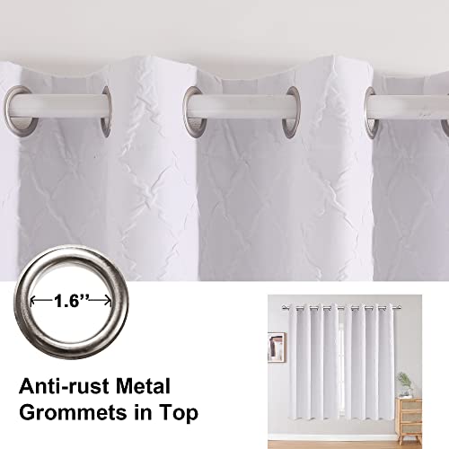 Simplebrand Windham 3D Embossed Short Blackout Curtains For Bedroom - Thermal Insulated & Light Blocking Grommet Window Curtains, Geometric Pattern Home Decor Draperies, 2 Panels, White, 52 X 45 Inch #TOP3