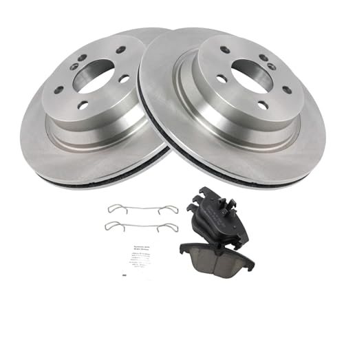 Image of TRQ Rear Brake Pad and Rotor Set Ceramic Compatible with 2010-2014 Mercedes-Benz E350 2015 E400 2013-2015 GLK250 2010-2015 GLK350