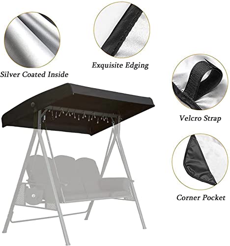 210D Oxford Cloth Patio Swing Top Cover With 4 Reinforced Corner Pockets,Outdoor Patio Swing Canopy Replacement Top Cover For Swing Seat 3 Seater Garden Hammock Cover,Green #TOP2