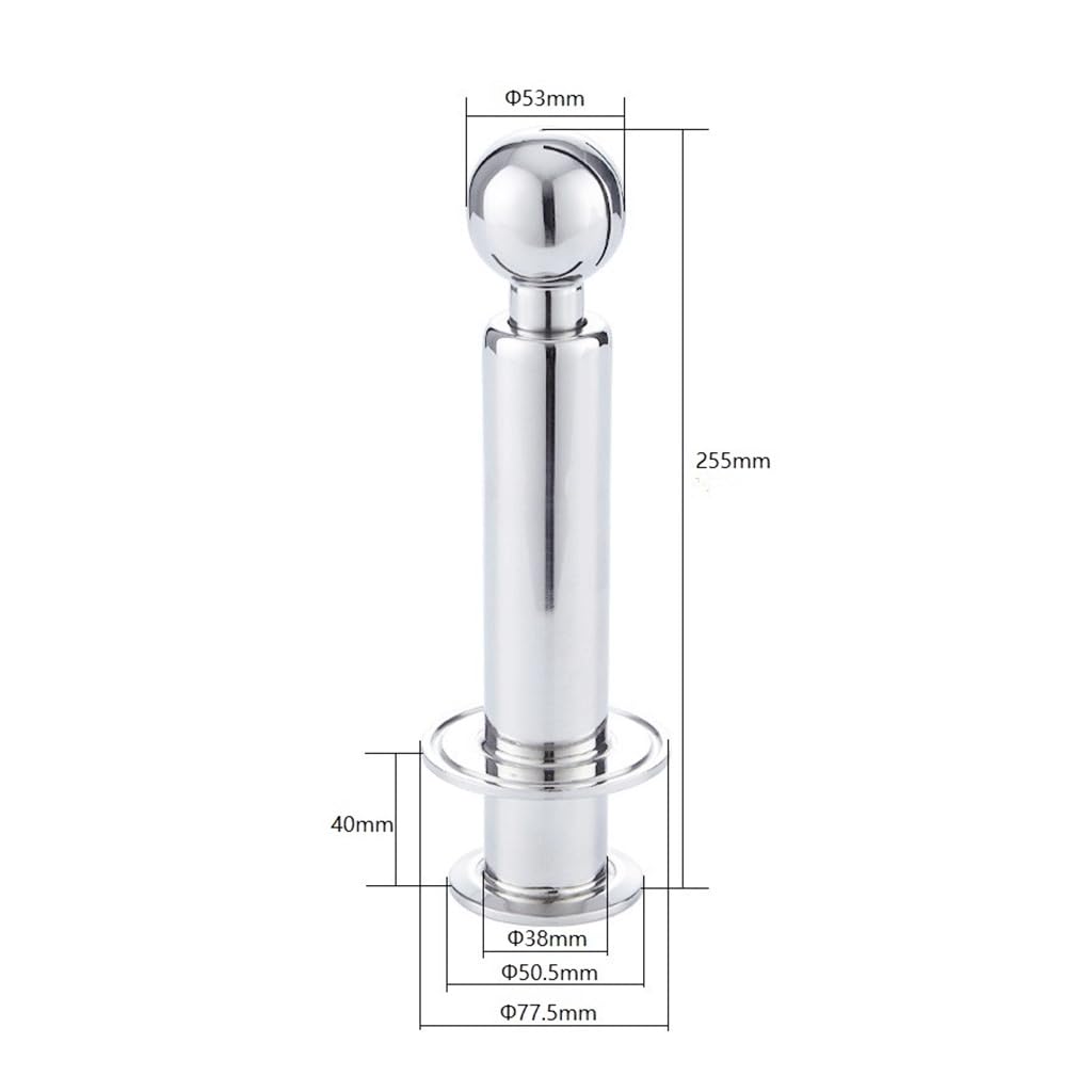CIP - Herramienta de limpieza de tanques de 3,8 cm con triple abrazadera, acero inoxidable 304 para mejorar eficientemente el hogar, 50,5 x 50,5 mm, 1 unidad