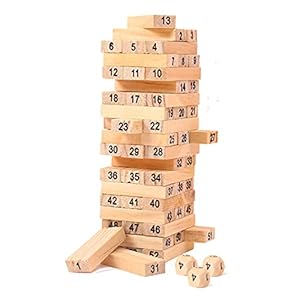Klassieke houten rollende toren spel bouwstenen geschikt voor kinderen en volwassenen, grote gezinnen, feesten…