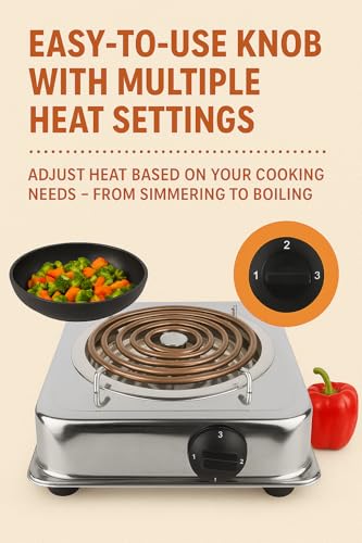 Image of Electric Single Burner Hot Plate, Portable Coil Cooking Heater with Temperature Control, Silver