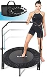 FITPULSE Mini Trampoline with Adjustable Soft Handle + Extras - Foldable + Portable 40' Indoor...