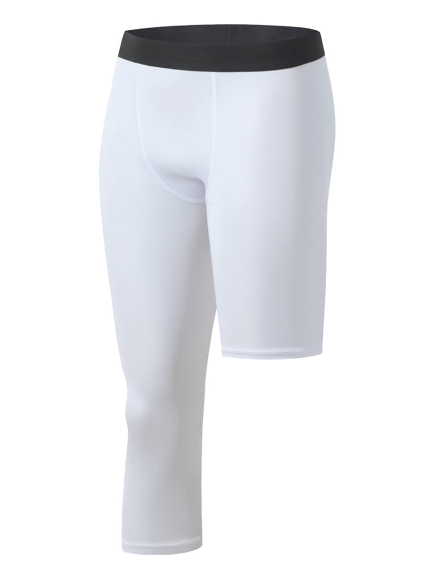 Mens Single Leg 3/4 Compression Capri Tights One Leg Unisex Sports Compression Pants Athletic Base Layer Leggings-image-45