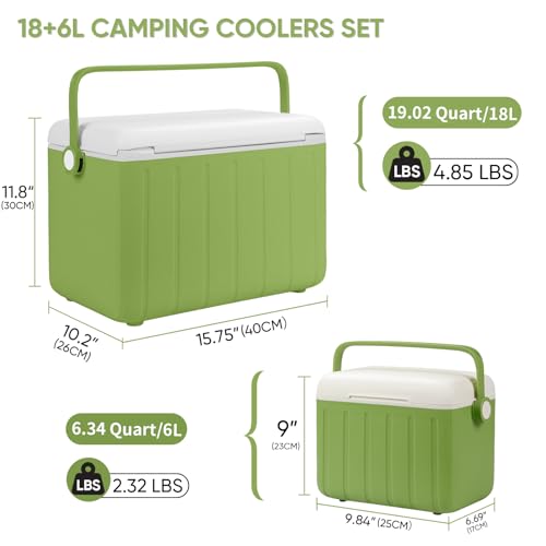 Image of 6Qt 13Qt 19Qt Northroad Camping Coolers,Stylish Macaron Color Durable Hard Cooler,Portable Insulated Ice Chest with 24 /48 Hour Ice Retention,Multi- Size for Camping,Picnic,Beach,Travel