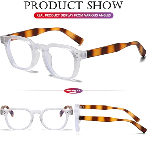 Image of AIEYEZO Retro Blue Light Glasses for Men Women Square Thick Framed Eyeglasses Trendy Vintage Computer Glasses