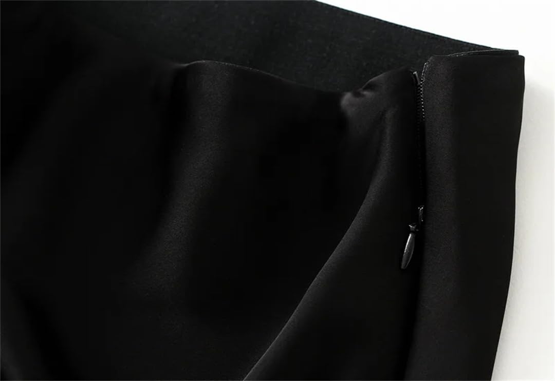 Jupe d'été taille haute pour femme - Jupe élégante en satin - Taille élastique - Jupe mi-longue pour le bureau