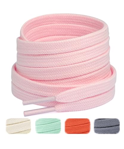 Handshop Wide Flat Athletic Shoelaces 5/16(2 Pair) - Shoe Laces for Sneakers and Casual Shoes Replacements Light Pink 47 inch (120cm)