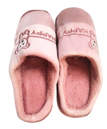 Winter Warm Slippers | Soft Plush Fur Lined Indoor House Shoes | Non-Slip Rubber Sole | Comfortable Memory Foam Home Slippers for Bedroom & Living Room (Set Of 1) (Orange)||K30-image-2